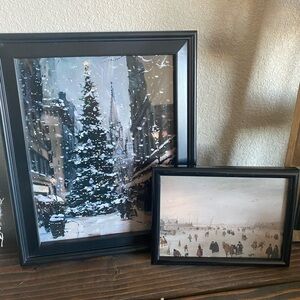Vintage look Christmas prints in black frames